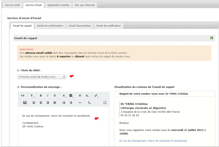 55 – Mettre en place un Rappel de rendez-vous par E-mail (V3.5 ...