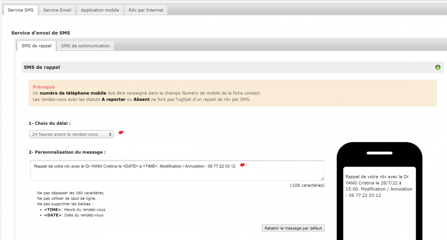 56 – Mettre en place un Rappel de rendez-vous par SMS (V3.5) | Centre d